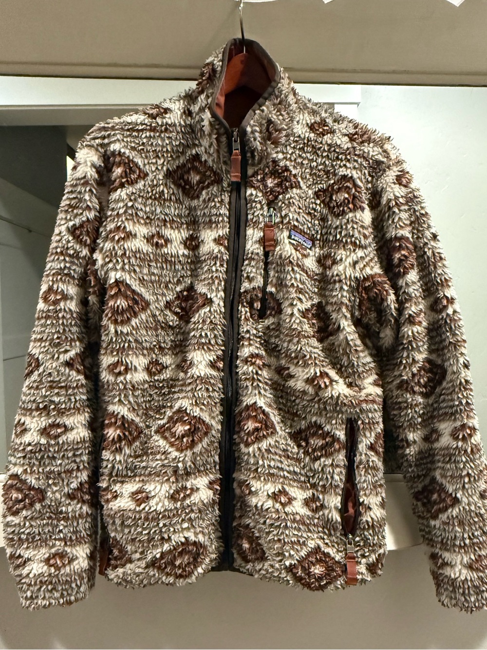 Patagonia Men’s Brown Patterned High-Pile Fleece Jacket